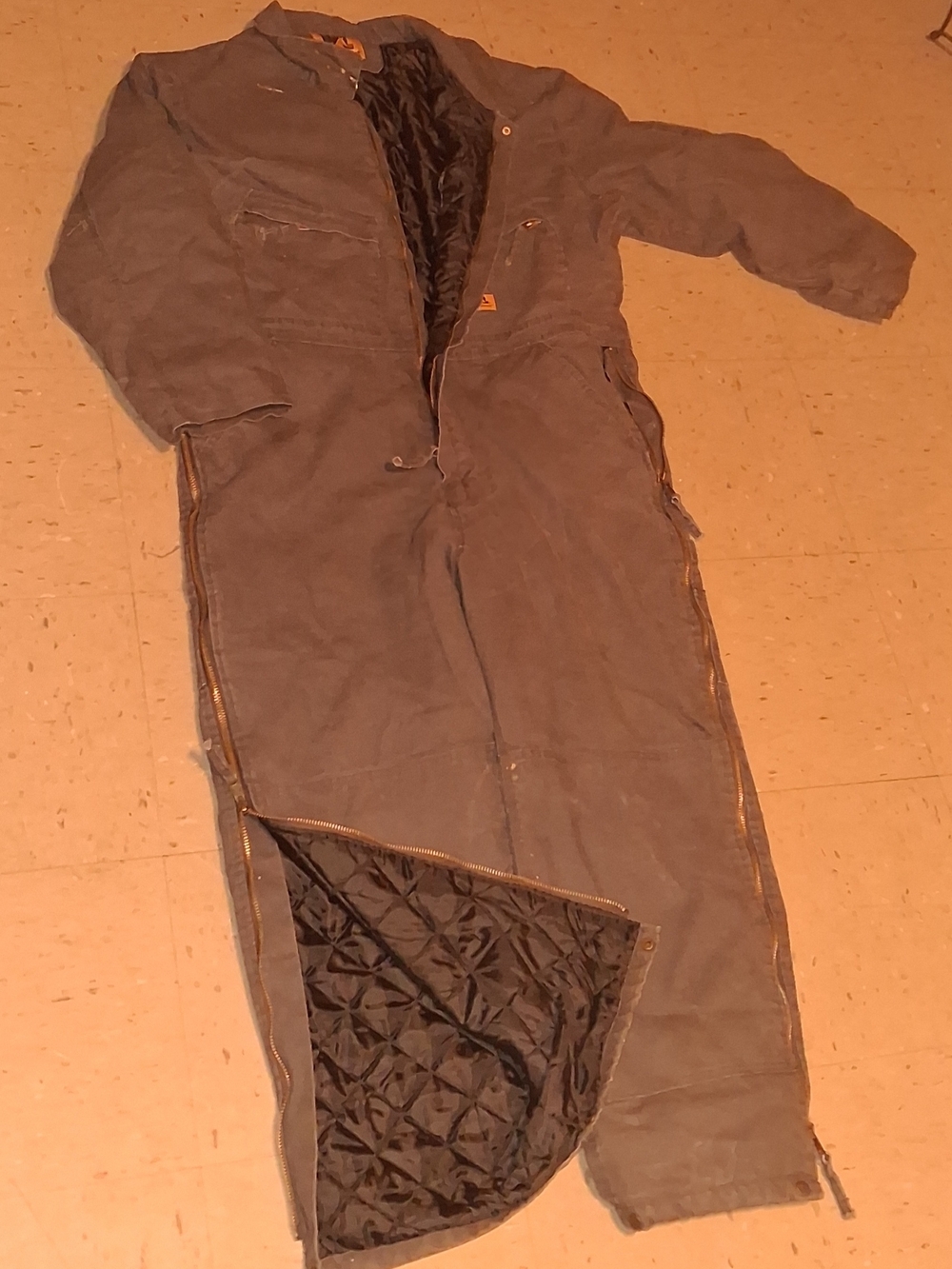 Grey heavy duty wells lamont quilt lined insulated carpenter coveralls